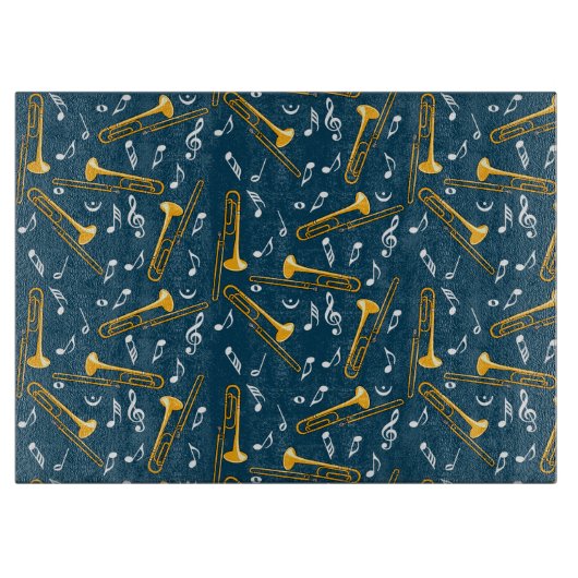 トロンボーン音楽ノートパターン カッティングボード (正面)
