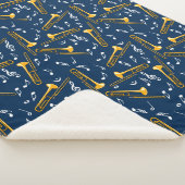 トロンボーン音楽ノートパターン シェルパブランケット (3/4)