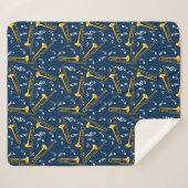 トロンボーン音楽ノートパターン シェルパブランケット (正面(横))