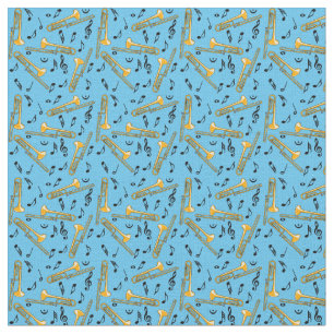 トロンボーン音楽ノートパターン ファブリック