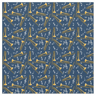 トロンボーン音楽ノートパターン ファブリック