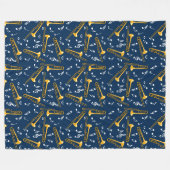 トロンボーン音楽ノートパターン フリースブランケット (正面(横))