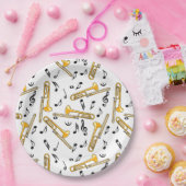 トロンボーン音楽ノートパターン ペーパープレート (パーティー)