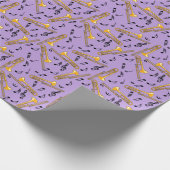 トロンボーン音楽ノート紫パターン ラッピングペーパー (角)