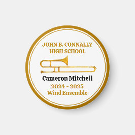 トロンボーン高校バンドパーソナライズされた金ゴールド マグネット