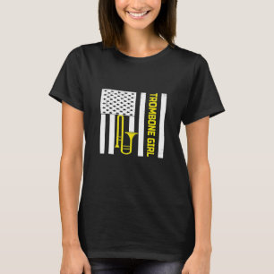 トロンボーン·ガール·アメリカン·フラッグ·トロンボーン·トランペット Tシャツ