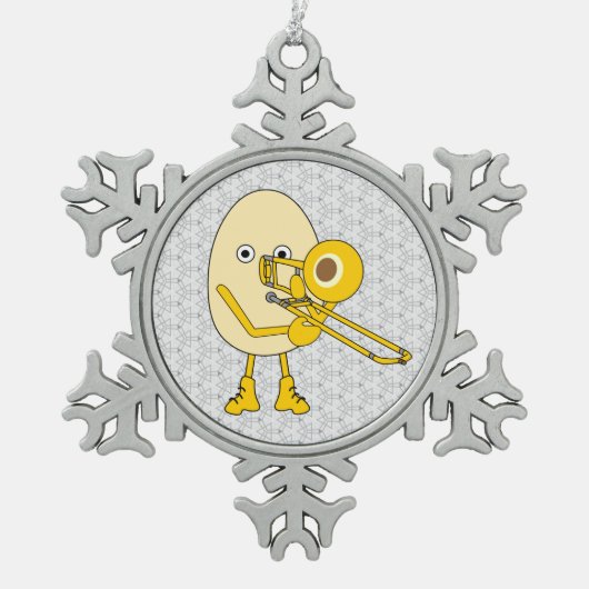 トロンボーン スノーフレークピューターオーナメント (正面)