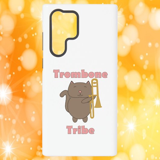 トロンボーン トリーブ 可愛い ネコ ピンク文字 SAMSUNG GALAXYケース