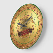 トロンボーン~ミュージカルスクロール~金ゴールド「メリークリスマス」 ラージ壁時計 (傾斜)