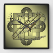 トロンボーン~ミュージカルスケール~ダブルノットグラフィック~ スクエア壁時計 (正面)