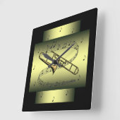 トロンボーン～ミュージカル旋回～注～ スクエア壁時計 (傾斜)