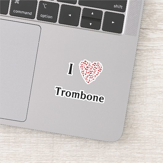 トロンボーン 赤いハート 音符 ビニール ステッカー シール (詳細)