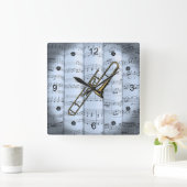 トロンボ転がーン~シートの音楽~青の濃淡の背景~ スクエア壁時計 (ホーム)