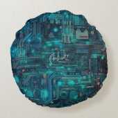 トロン回路基板円形ポリエステル装飾用クッション16 ラウンドクッション (裏面)