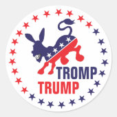 トロープトランプ蹴り民主党のロバ政治LG ラウンドシール (正面)