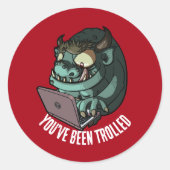 トロールおもしろいあなたはTrolledラップトップの漫画されている ラウンドシール (正面)