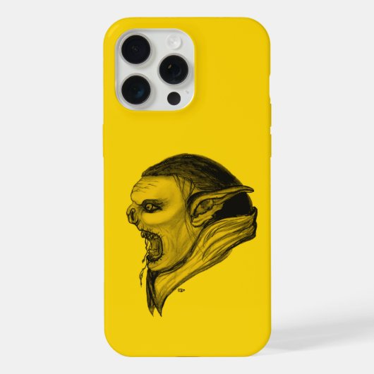 トロールインブラック&イエローデザイン iPhoneケース (裏面)
