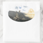 トロール城に向かう途中 楕円形シール (バッグ)