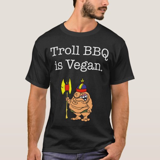トロールBBQの黒いTシャツ Tシャツ (正面)