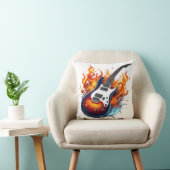 トワイト鮮やかライトの炎に囲まれたギター クッション (椅子)