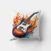 トワイト鮮やかライトの炎に囲まれたギター クッション (裏面)