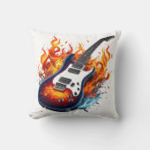 トワイト鮮やかライトの炎に囲まれたギター クッション (正面)