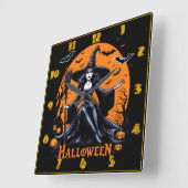 トワイライトに祝ある神秘的な魔女ハロウィーン スクエア壁時計 (傾斜)