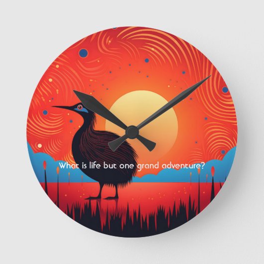 トワイライトのキウイ:ニュージーランドのナチュラル疑問に思 ラウンド壁時計 (正面)