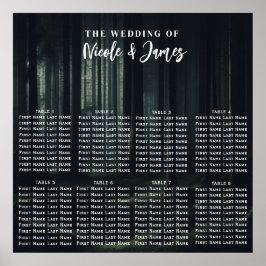 トワイライトの席にある暗いムーディ結婚ーな森の木 ポスター