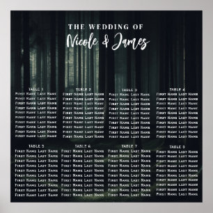 トワイライトの席にある暗いムーディ結婚ーな森の木 ポスター