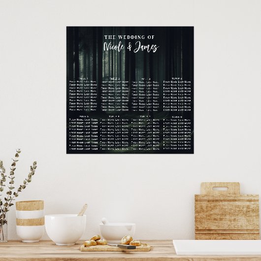 トワイライトの席にある暗いムーディ結婚ーな森の木 ポスター (キッチン)