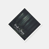 トワイライトの暗いムーディフォレスト結婚の木 スタンダードカクテルナプキン (角)