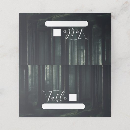 トワイライトの暗いムーディフォレスト結婚の木 プレイスカード (外部開封)