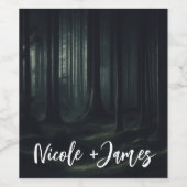 トワイライトの暗いムーディフォレスト結婚の木 ワインラベル (シングルラベル)