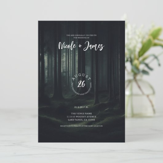 トワイライトの暗いムーディフォレスト結婚の木 招待状 (スタンド正面)