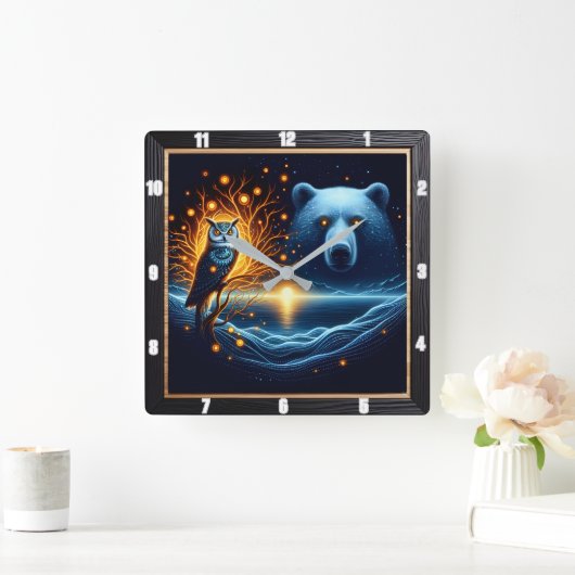 トワイライトの自然の神秘的な守護者 スクエア壁時計 (ホーム)