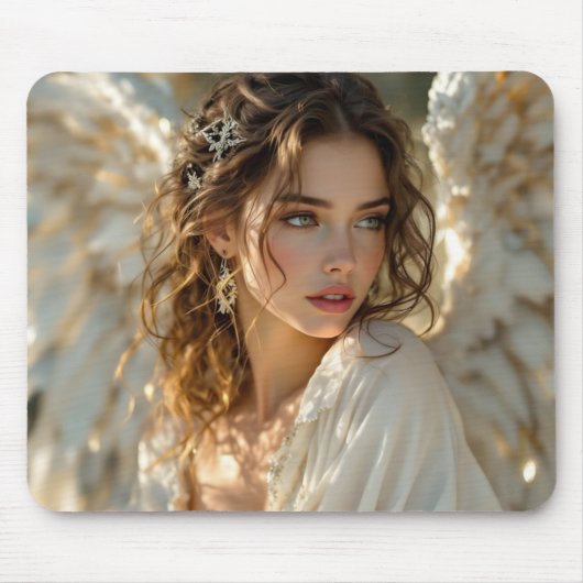 トワイライトガーディアン – 金箔付き翼の天使 マウスパッド (正面)