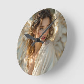 トワイライトガーディアン – 金箔付き翼の天使 ラウンド壁時計 (傾斜)
