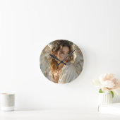 トワイライトガーディアン – 金箔付き翼の天使 ラウンド壁時計 (ホーム)