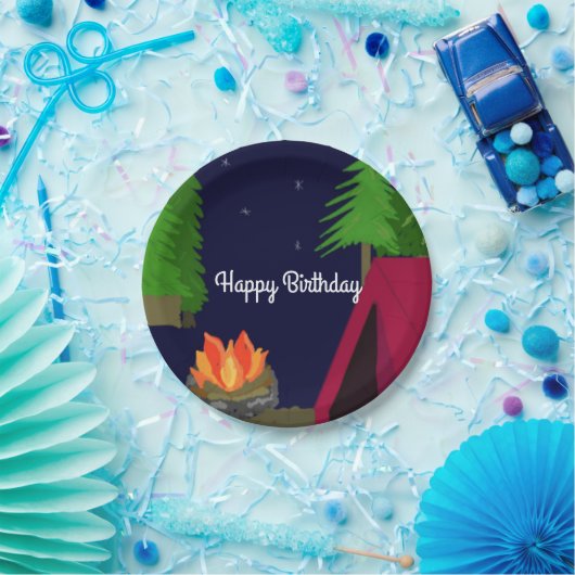 トワイライトキャンプサイト誕生日 ペーパープレート (パーティー)