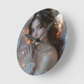 トワイライトセラフ白熱［赤熱］光を放つ – エンジェルオブ夕べライト ラウンド壁時計 (傾斜)