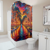 「トワイライトセレニティ:サンアントニオ・リバーウォーク」 シャワーカーテン (インサイチュ)