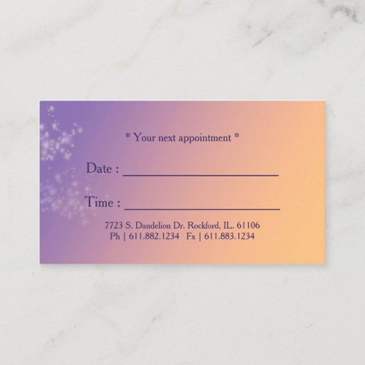 トワイライトダンデリオンビジネスアポイントメントカード 予約カード (裏面)