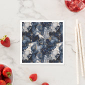 トワイライトネイビーブルーとグレーとアンティーク金ゴールド スタンダードカクテルナプキン (インサイチュ)