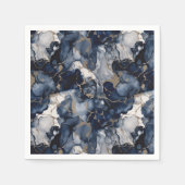 トワイライトネイビーブルーとグレーとアンティーク金ゴールド スタンダードカクテルナプキン (正面)