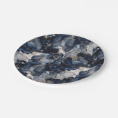 トワイライトネイビーブルーとグレーとアンティーク金ゴールド ペーパープレート (アングル)