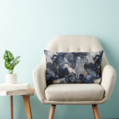 トワイライトネイビーブルーとグレーとアンティーク金ゴールド ランバークッション (椅子)