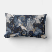 トワイライトネイビーブルーとグレーとアンティーク金ゴールド ランバークッション (正面)
