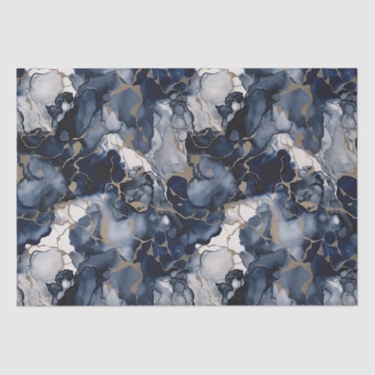 トワイライトネイビーブルーとグレーとアンティーク金ゴールド 薄葉紙 (正面)