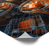 トワイライトハーベスト漁師がカニを集める12x16 ポスター (角)